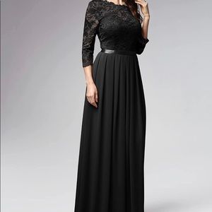 Long black formal lace dress